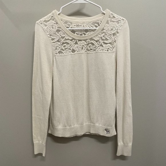 Abercrombie & Fitch Sweaters - Abercrombie & Fitch Ivory Floral Lace Sweater